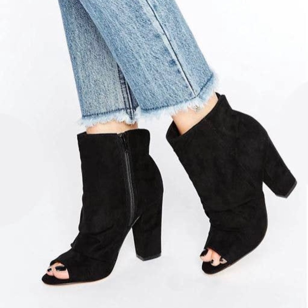 Black MISS KG Peeptoe Ankle Boots